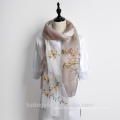 Good quality beautiful 40% silk 60% wool floral designs embroidery scarf wholesale
